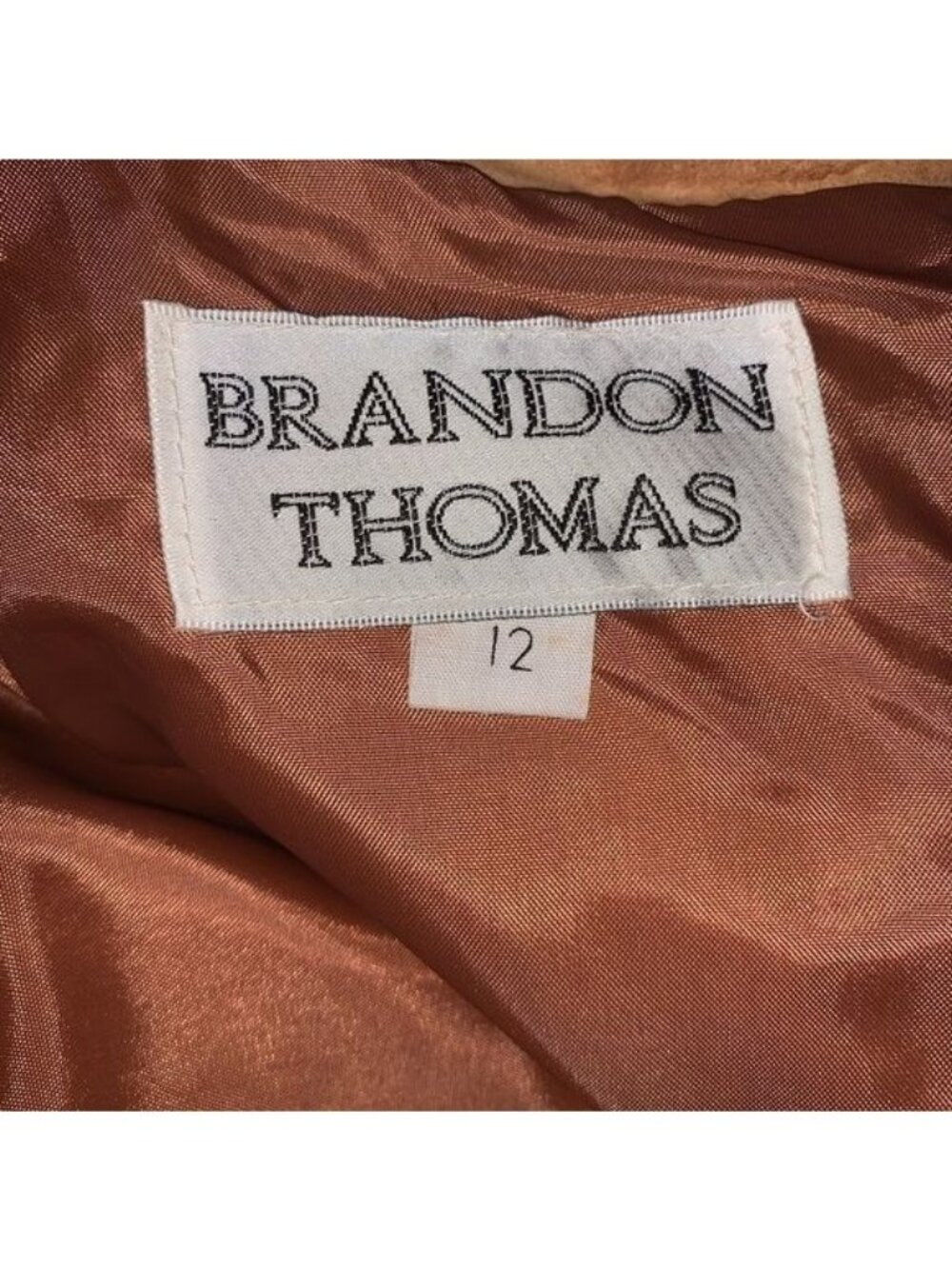 Brandon Thomas Womens Camel Leather Midi Skirt Size 12 - Picture 2 of 10